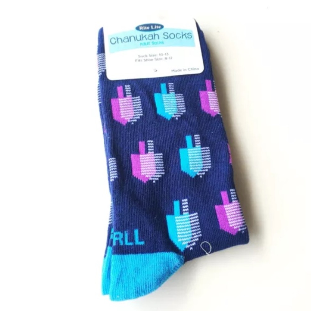 HANUKAH Dradel Holiday Novelty Crew Printed Socks Happy Chanukah
